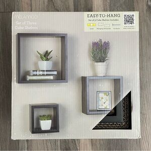 Melannco Set of Three Black Cube Shelves Set